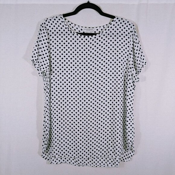 Christopher & Banks Black & White Polka Dot Short Sleeve Top Size XL Petite - Picture 1 of 4